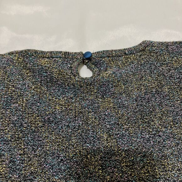 Vintage 80s Beaded Sweater Iridescent Floral Embroidered Party Dolman Sleeve - Picture 8 of 8